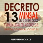 decreto 13 minsal, aprueba monografía de alcohol gel