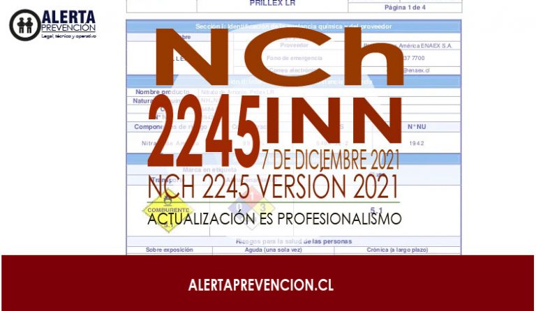 NCh 2245 versión 2021 - Alerta de Prevención de Riesgos